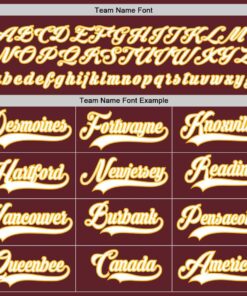 Custom Burgundy White-Gold Hockey Jersey Suit for daily life, Fabric: 95% polyester and 5% spandex, Regular fit, Stitch Color: automatically matched based on patterns