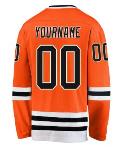Custom Orange Black-White Hockey Jersey Suit for daily life, Fabric: 95% polyester and 5% spandex, Regular fit, Stitch Color: automatically matched based on patterns