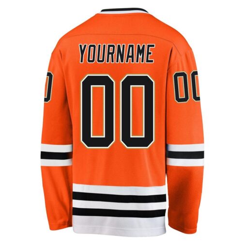 Custom Orange Black-White Hockey Jersey Suit for daily life, Fabric: 95% polyester and 5% spandex, Regular fit, Stitch Color: automatically matched based on patterns